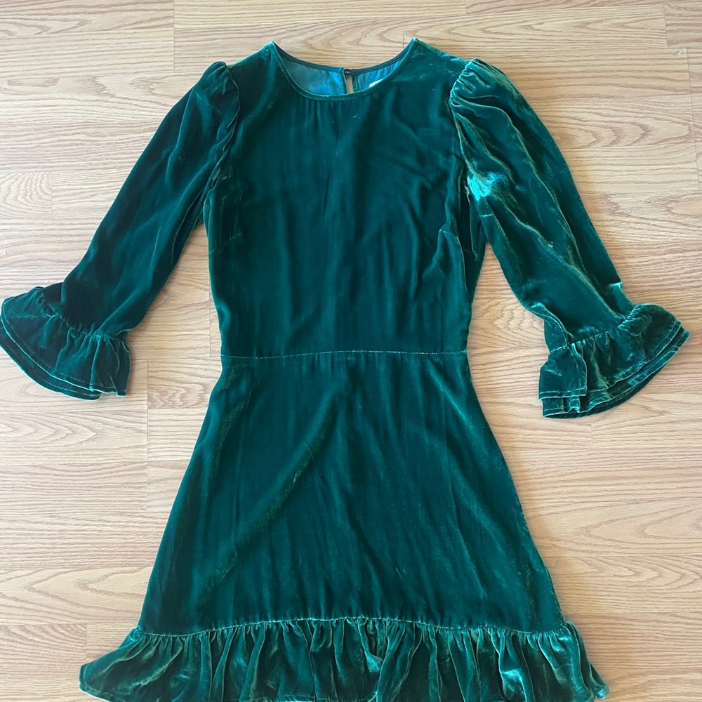 Reformation Green Velvet Dress